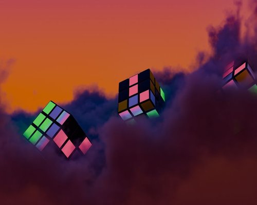 Futuristic skyline platforms in the fictional Skyline Celebration Puzzle game